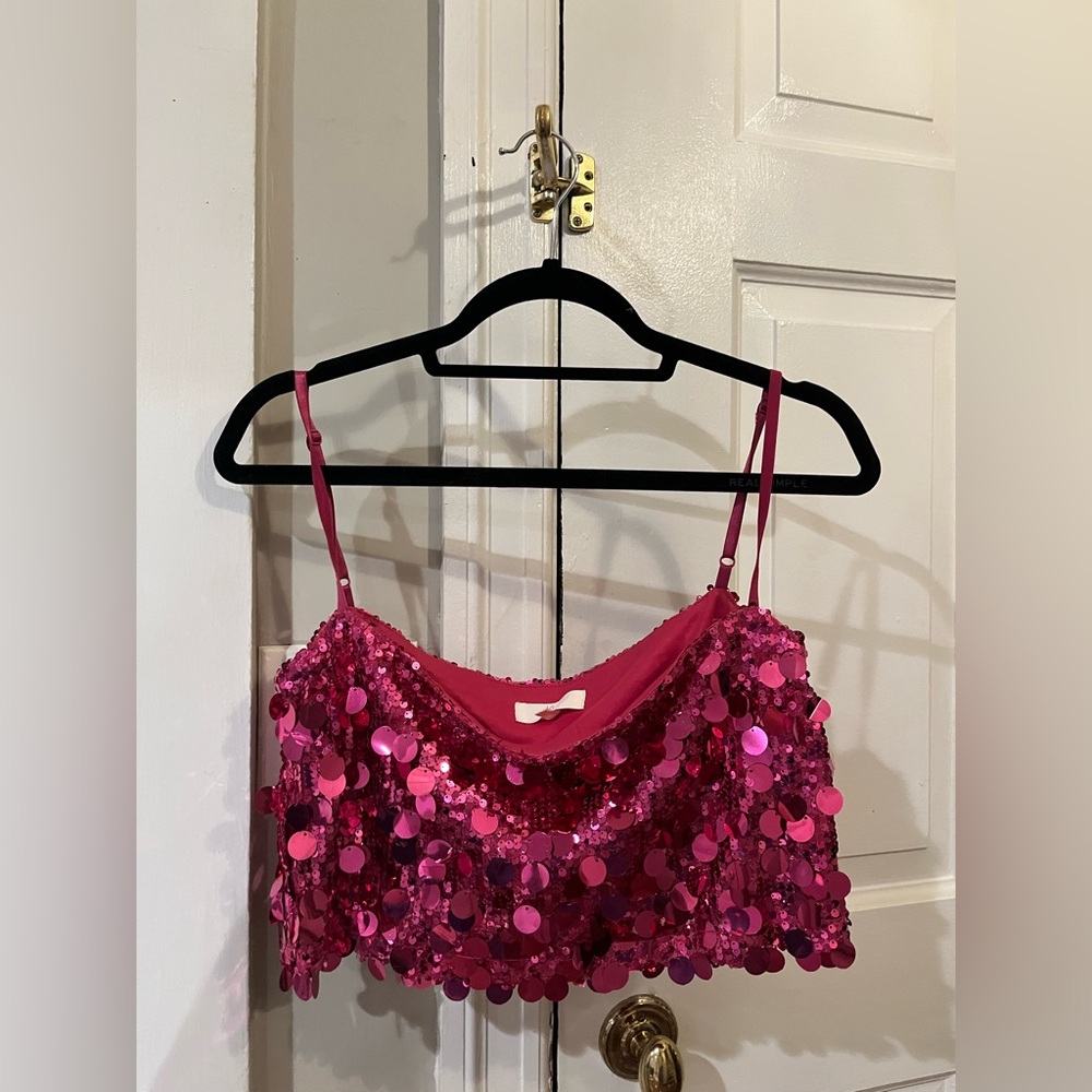 Klesis Fuchsia Sequin Top